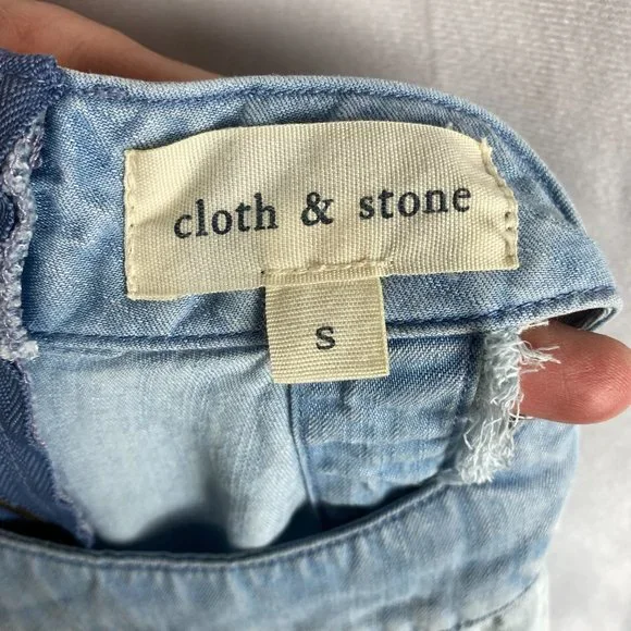 ANTHROPOLOGIE Cloth & Stone Laguna Blue Chambray Halter Romper - Picture 11 of 13